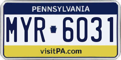 PA license plate MYR6031