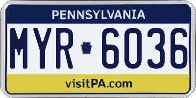 PA license plate MYR6036