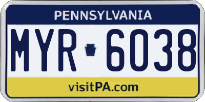PA license plate MYR6038