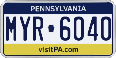 PA license plate MYR6040