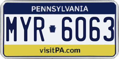 PA license plate MYR6063
