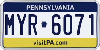 PA license plate MYR6071