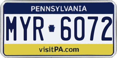 PA license plate MYR6072