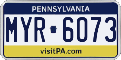 PA license plate MYR6073