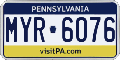 PA license plate MYR6076