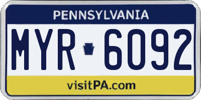 PA license plate MYR6092