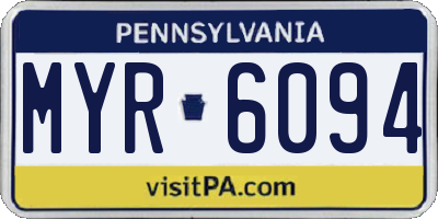 PA license plate MYR6094