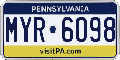 PA license plate MYR6098