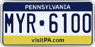 PA license plate MYR6100