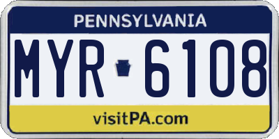 PA license plate MYR6108