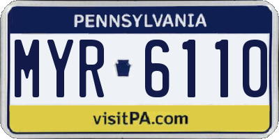 PA license plate MYR6110