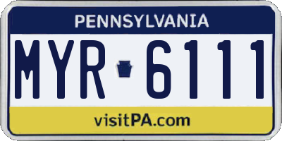 PA license plate MYR6111