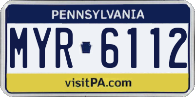 PA license plate MYR6112