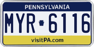 PA license plate MYR6116