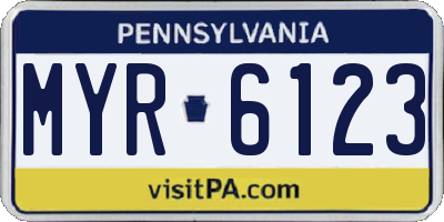 PA license plate MYR6123