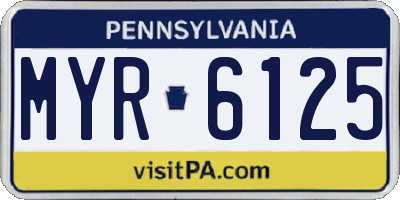 PA license plate MYR6125
