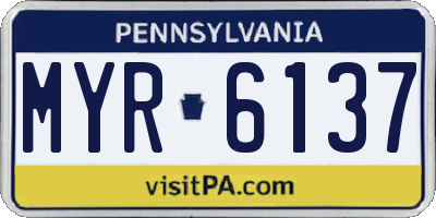 PA license plate MYR6137