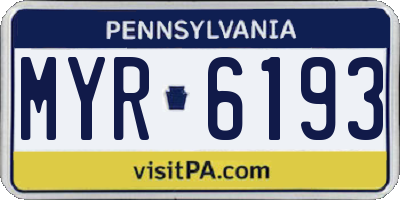 PA license plate MYR6193