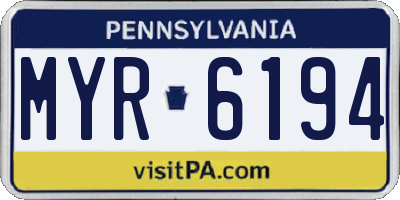 PA license plate MYR6194