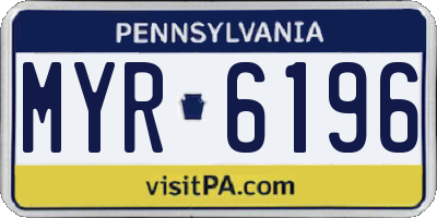 PA license plate MYR6196