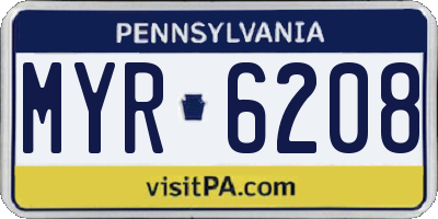 PA license plate MYR6208