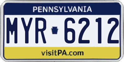PA license plate MYR6212