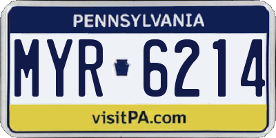 PA license plate MYR6214