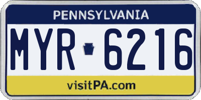 PA license plate MYR6216