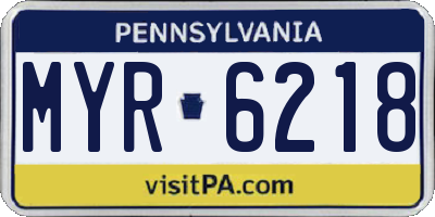 PA license plate MYR6218