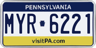 PA license plate MYR6221