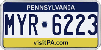 PA license plate MYR6223