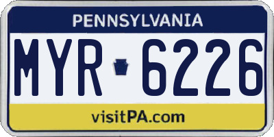 PA license plate MYR6226