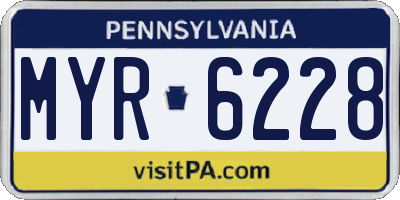 PA license plate MYR6228