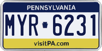 PA license plate MYR6231