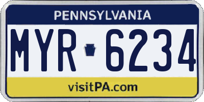 PA license plate MYR6234