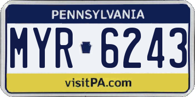 PA license plate MYR6243