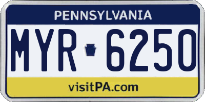 PA license plate MYR6250