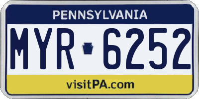 PA license plate MYR6252