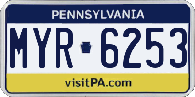 PA license plate MYR6253