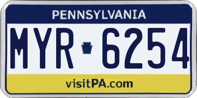 PA license plate MYR6254