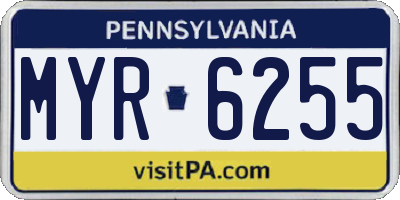 PA license plate MYR6255