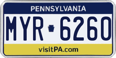 PA license plate MYR6260