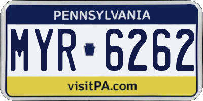 PA license plate MYR6262