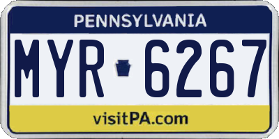 PA license plate MYR6267
