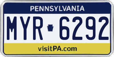 PA license plate MYR6292