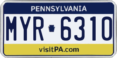 PA license plate MYR6310