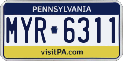 PA license plate MYR6311