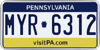 PA license plate MYR6312