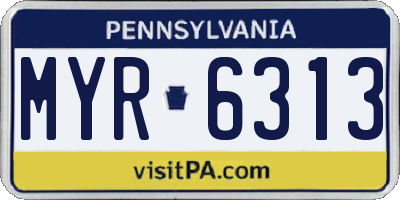 PA license plate MYR6313