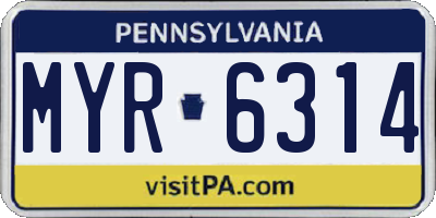 PA license plate MYR6314